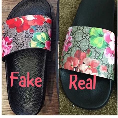 red gucci slides fake|how to authenticate gucci shoes.